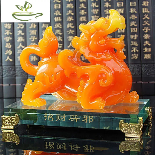 Imitation Jade Decorative Pixiu Ornament Statue Resin Modern Art Sculpture Home Living Room Office Feng Shui Statue