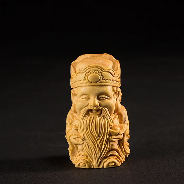 6CM Fu Lu Shou Longevity God small Figurines wood statues Lucky gift Modern Chinese Style Sculpture boat car decors