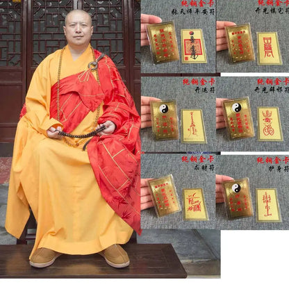 6P Geomantic omen Amulet bring wealth Money good luck safe ZHEN ZAI Exorcise evil spirit FENG SHUI Golden Card symbol talisman