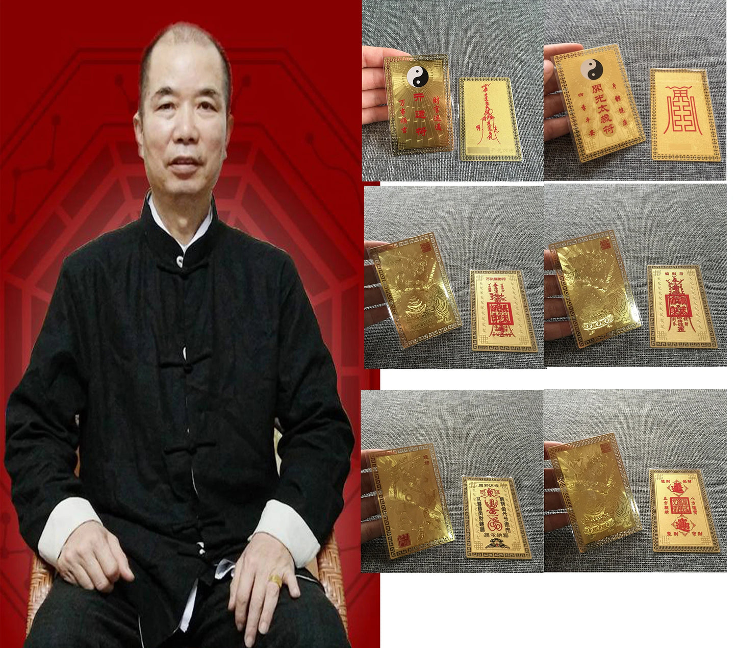 6P Geomantic omen Money Drawing bring wealth good luck Exorcise evil spirit FENG SHUI Golden Card Amulet symbol talisman