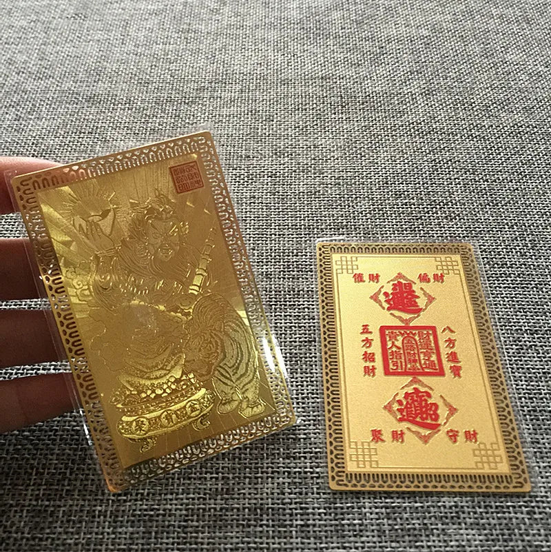 6P Geomantic omen Money Drawing bring wealth good luck Exorcise evil spirit FENG SHUI Golden Card Amulet symbol talisman