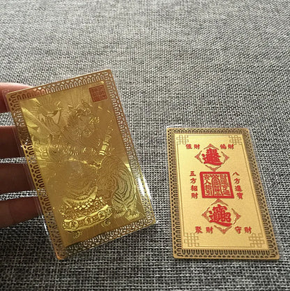 6P Geomantic omen Money Drawing bring wealth good luck Exorcise evil spirit FENG SHUI Golden Card Amulet symbol talisman