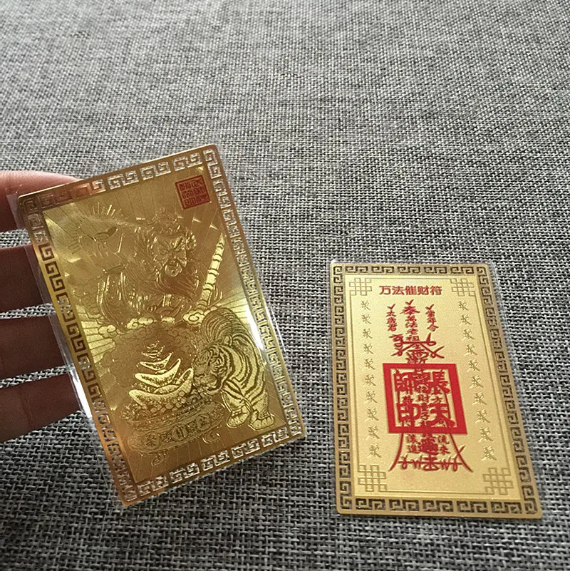6P Geomantic omen Money Drawing bring wealth good luck Exorcise evil spirit FENG SHUI Golden Card Amulet symbol talisman