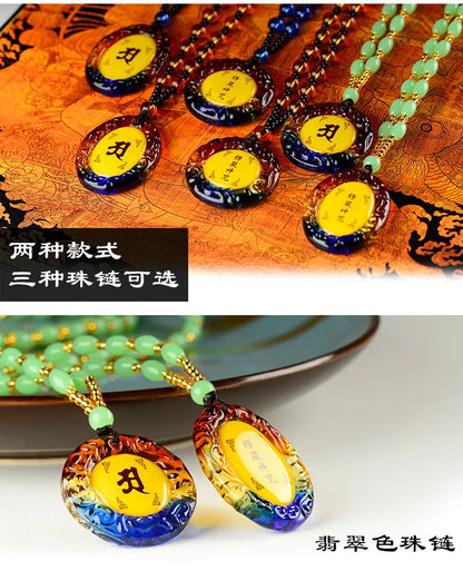 6PCS Buddhist supplies Greco-Buddhist pocket travel Exorcise evil efficacious talisman Shurangama Mantra Crystal Pendant Amulet