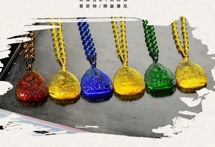 6PCS #GOOD -Buddhist pocket travel efficacious Mascot# Tibet, Green Tara the Medicine Shakyamuni Buddha Crystal Pendant Amulets