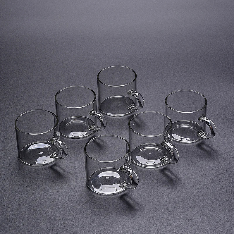 6Pcs/Box 100ML Household Thicken Glass Teacup Heat Resistant High Temperature Explosion Proof Coffee Milk Rose Flower Tea Cups