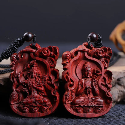 6cm Lobular Rosewood Figure Statue Buddha Pendant Car Hanging Office Decoration Wood Statue Collection