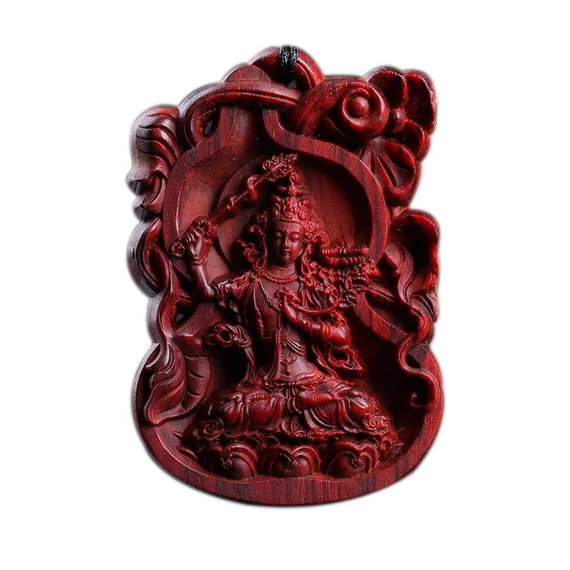 6cm Lobular Rosewood Figure Statue Buddha Pendant Car Hanging Office Decoration Wood Statue Collection