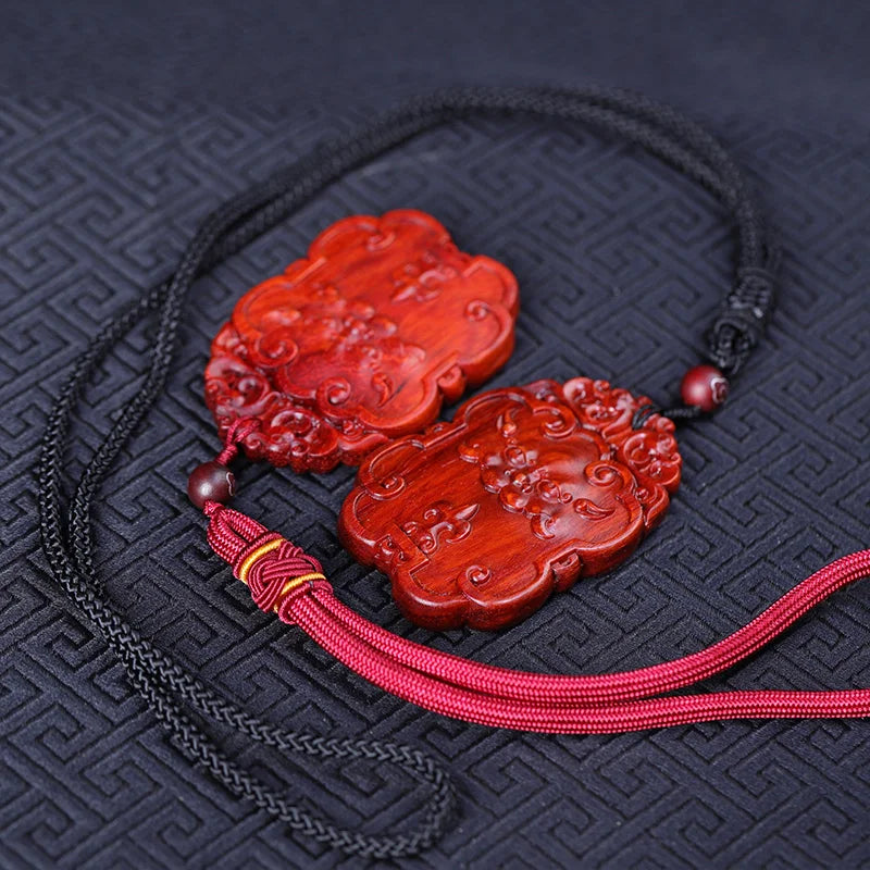 6cm Lobular Rosewood Traditional Chinese Ruyi Wooden sign Mascot Pendant Car Hanging Wall Decoration Home Décor