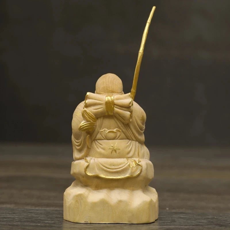 6cm Lucky Rich God Ebisu Boxwood Statue, Hiruko Crafts, Gods of Luck, God of Wealth, Sculpture