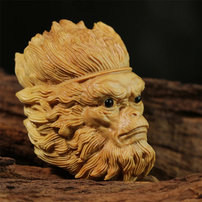 6cm Sun Wukong Statue Boxwood Feng Shui Solid Wood Pendant Solid Wood Car Hanging Crafts Figure Monkey King Home Decor
