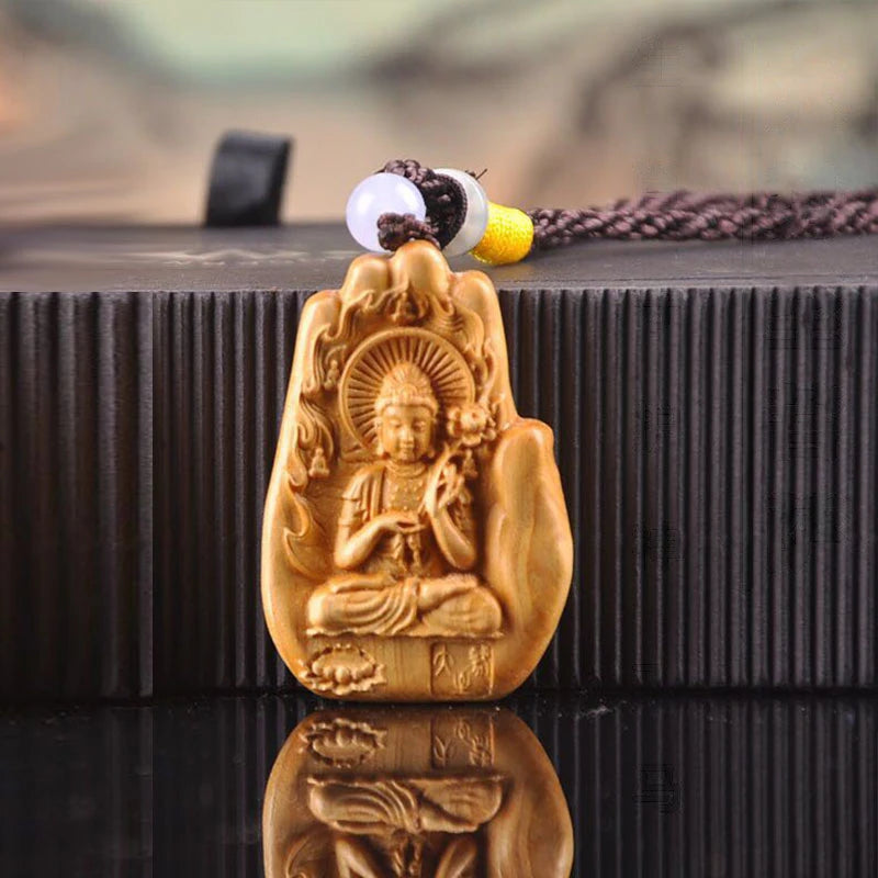 6cm The Eight Guardian God Buddha Statue Car Key Chain Pendant Home Decor Thuja Wood Key Chain Hanging Decoration
