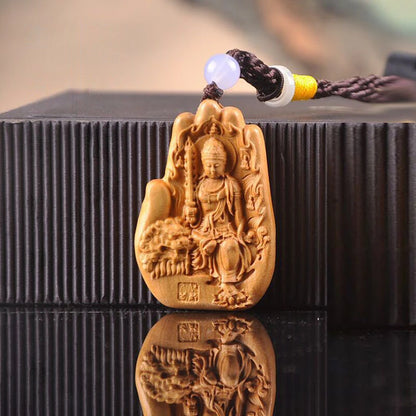 6cm The Eight Guardian God Buddha Statue Car Key Chain Pendant Home Decor Thuja Wood Key Chain Hanging Decoration