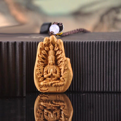 6cm The Eight Guardian God Buddha Statue Car Key Chain Pendant Home Decor Thuja Wood Key Chain Hanging Decoration