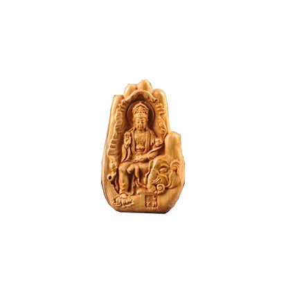6cm The Eight Guardian God Buddha Statue Car Key Chain Pendant Home Decor Thuja Wood Key Chain Hanging Decoration