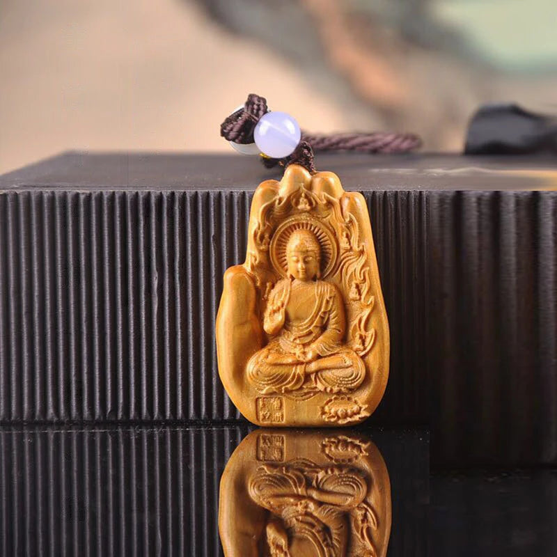 6cm The Eight Guardian God Buddha Statue Car Key Chain Pendant Home Decor Thuja Wood Key Chain Hanging Decoration