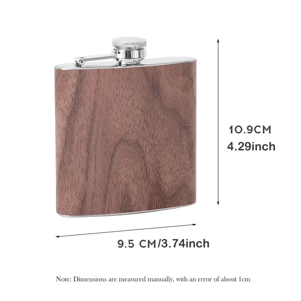 6oz Stainless Steel Hip Flask Outdoor Portable Wood Grain Leather Small Flagon Russian Wine Jug Gifts For Men Fashion Wine Set