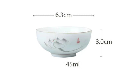 6pcs Ceramic Tea Cup Set Exquisite White Porcelain Tea Set Kung Fu Tea Ceremony Accessories Chinese Bowl Cup for Coffee Teacups