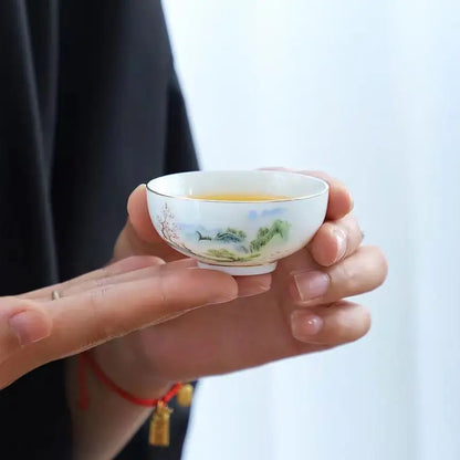 6pcs Ceramic Tea Cup Set Exquisite White Porcelain Tea Set Kung Fu Tea Ceremony Accessories Chinese Bowl Cup for Coffee Teacups
