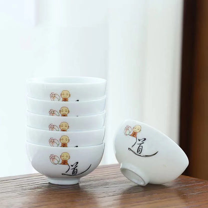 6pcs Ceramic Tea Cup Set Exquisite White Porcelain Tea Set Kung Fu Tea Ceremony Accessories Chinese Bowl Cup for Coffee Teacups