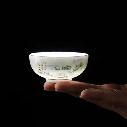 6pcs Ceramic Tea Cup Set Exquisite White Porcelain Tea Set Kung Fu Tea Ceremony Accessories Chinese Bowl Cup for Coffee Teacups