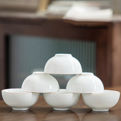 6pcs Chinese Ceramic Tea Cup Set Handmade White Porcelain Tea Bowl Portable Meditation Teacup Tradition Tea Set Master Cups