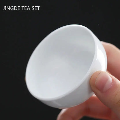 6pcs Chinese Ceramic Tea Cup Set Handmade White Porcelain Tea Bowl Portable Meditation Teacup Tradition Tea Set Master Cups
