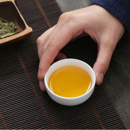 6pcs Chinese Ceramic Tea Cup Set Handmade White Porcelain Tea Bowl Portable Meditation Teacup Tradition Tea Set Master Cups