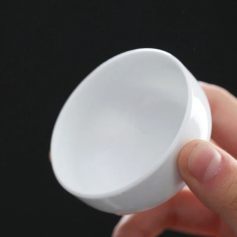 6pcs Chinese Ceramic Tea Cup Set Handmade White Porcelain Tea Bowl Portable Meditation Teacup Tradition Tea Set Master Cups