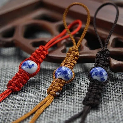 6pcs Handmade rope for tea pot rope with bead for KungFu tea set china blue-and-white porcelain bead pot rope tea set pot string