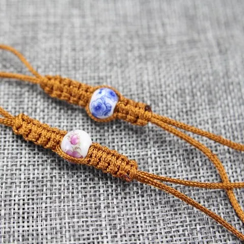 6pcs Handmade rope for tea pot rope with bead for KungFu tea set china blue-and-white porcelain bead pot rope tea set pot string