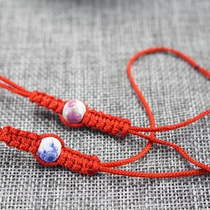6pcs Handmade rope for tea pot rope with bead for KungFu tea set china blue-and-white porcelain bead pot rope tea set pot string