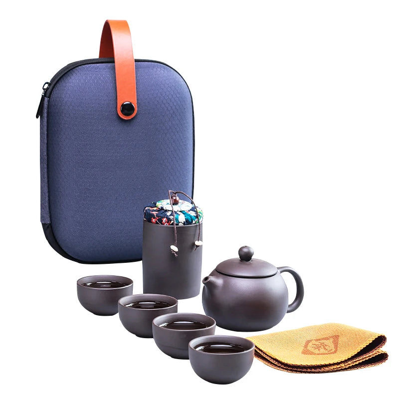 6pcs Tea Sets gaiwan Exquisite Purple sand tea set Include 4 cups 1 tea pot, Kung Fu Tea Cup Unique tea ceremony Travel Portable