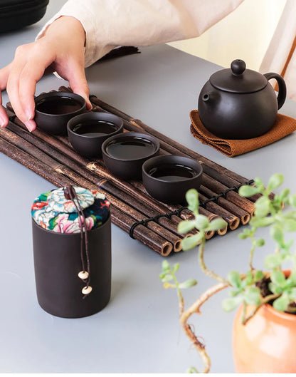 6pcs Tea Sets gaiwan Exquisite Purple sand tea set Include 4 cups 1 tea pot, Kung Fu Tea Cup Unique tea ceremony Travel Portable