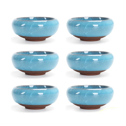 6pcs/lot Chinese Crack glaze kungfu tea cup,Porcelain China Teacups and SaucerTea Bowl 50ml China Tea Pot Celadon Crackle Teacup
