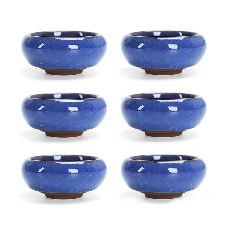 6pcs/lot Chinese Crack glaze kungfu tea cup,Porcelain China Teacups and SaucerTea Bowl 50ml China Tea Pot Celadon Crackle Teacup