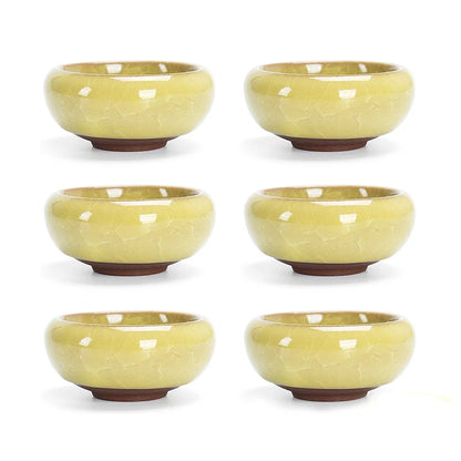 6pcs/lot Chinese Crack glaze kungfu tea cup,Porcelain China Teacups and SaucerTea Bowl 50ml China Tea Pot Celadon Crackle Teacup