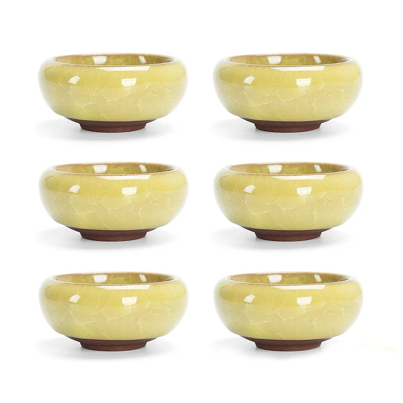 6pcs/lot Chinese Crack glaze kungfu tea cup,Porcelain China Teacups and SaucerTea Bowl 50ml China Tea Pot Celadon Crackle Teacup