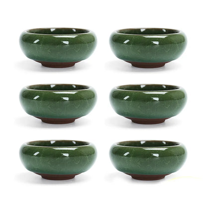 6pcs/lot Chinese Crack glaze kungfu tea cup,Porcelain China Teacups and SaucerTea Bowl 50ml China Tea Pot Celadon Crackle Teacup