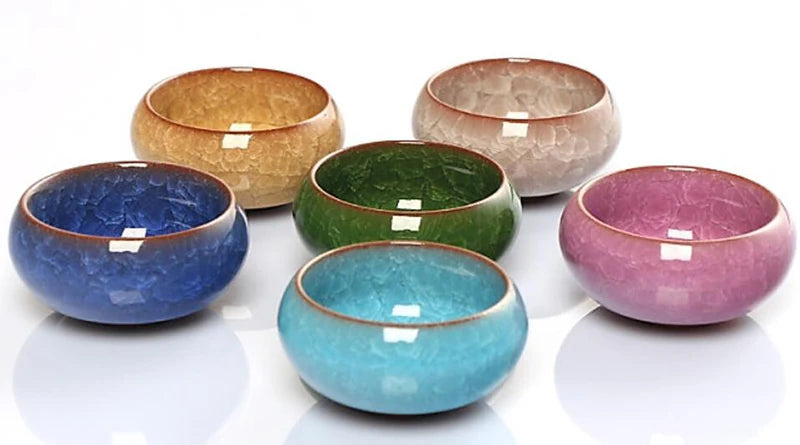 6pcs/lot Chinese Crack glaze kungfu tea cup,Porcelain China Teacups and SaucerTea Bowl 50ml China Tea Pot Celadon Crackle Teacup