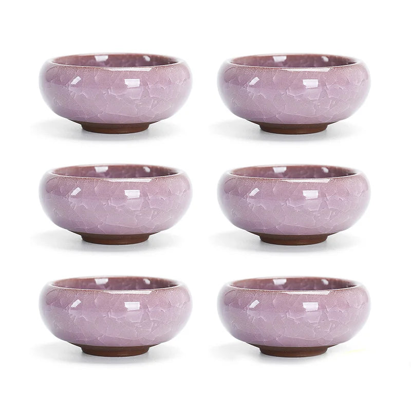 6pcs/lot Chinese Crack glaze kungfu tea cup,Porcelain China Teacups and SaucerTea Bowl 50ml China Tea Pot Celadon Crackle Teacup