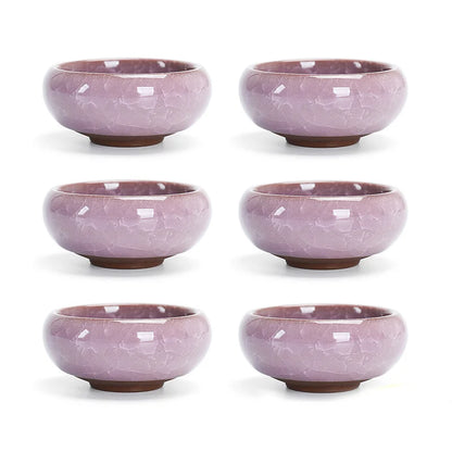 6pcs/lot Chinese Crack glaze kungfu tea cup,Porcelain China Teacups and SaucerTea Bowl 50ml China Tea Pot Celadon Crackle Teacup