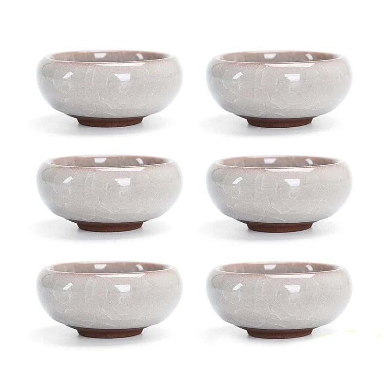 6pcs/lot Chinese Crack glaze kungfu tea cup,Porcelain China Teacups and SaucerTea Bowl 50ml China Tea Pot Celadon Crackle Teacup