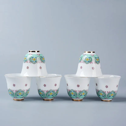 6pcs/lot Chinese kungfu tea cup Jingdezhen handpainted cup of tea China serving cup for tea party color enamel tea cups new