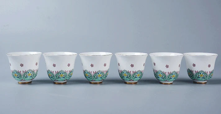 6pcs/lot Chinese kungfu tea cup Jingdezhen handpainted cup of tea China serving cup for tea party color enamel tea cups new