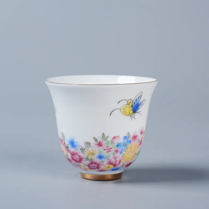 6pcs/lot Chinese kungfu tea cup Jingdezhen handpainted cup of tea China serving cup for tea party color enamel tea cups new
