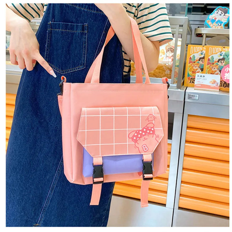 6pcs/set Children school backpack cute black and white plaid backpack kawaii school bags for kid girls handbag pencil bag set