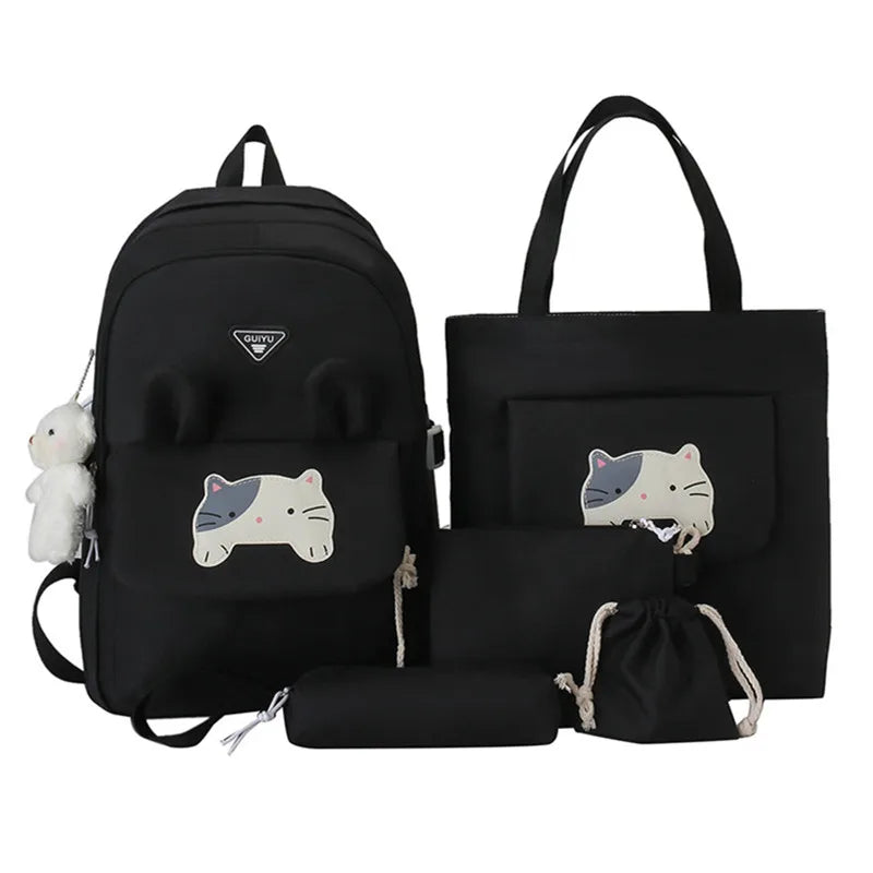 6pcs/set Cute schoolbags for kids girls Large Capacity Junior High School Student Backpack Cartoon Bookbag Primary School bags