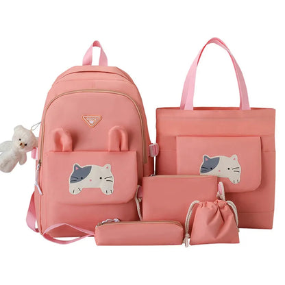 6pcs/set Cute schoolbags for kids girls Large Capacity Junior High School Student Backpack Cartoon Bookbag Primary School bags