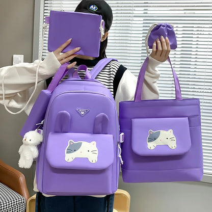 6pcs/set Cute schoolbags for kids girls Large Capacity Junior High School Student Backpack Cartoon Bookbag Primary School bags